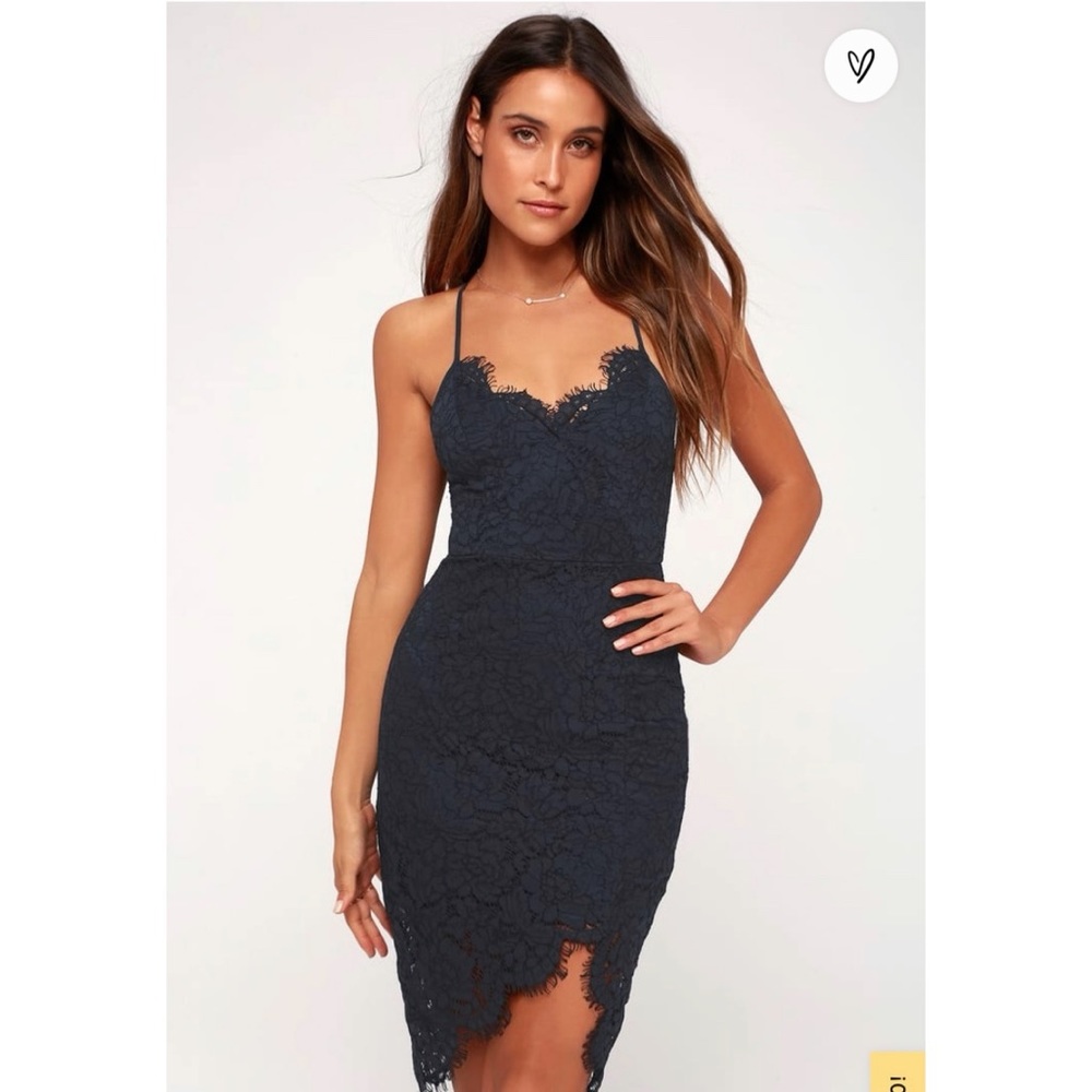 Flirting with Desire Navy Blue Lace Bodycon Dress